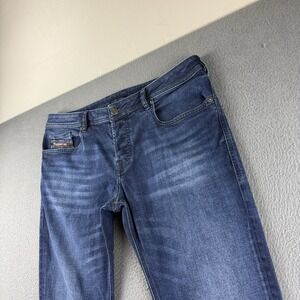 Diesel Jeans Mens 36x30* Blue Zatiny Bootcut Whiskered Stretch Faded  Button Fly